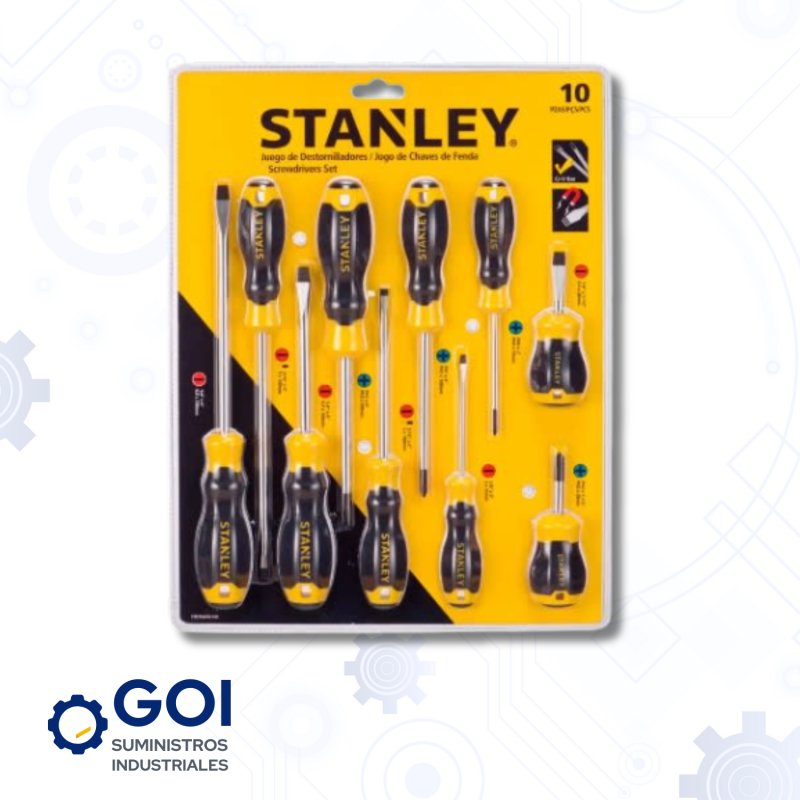 JUEGO DE DESTORNILLADORES STANLEY -10PZAS